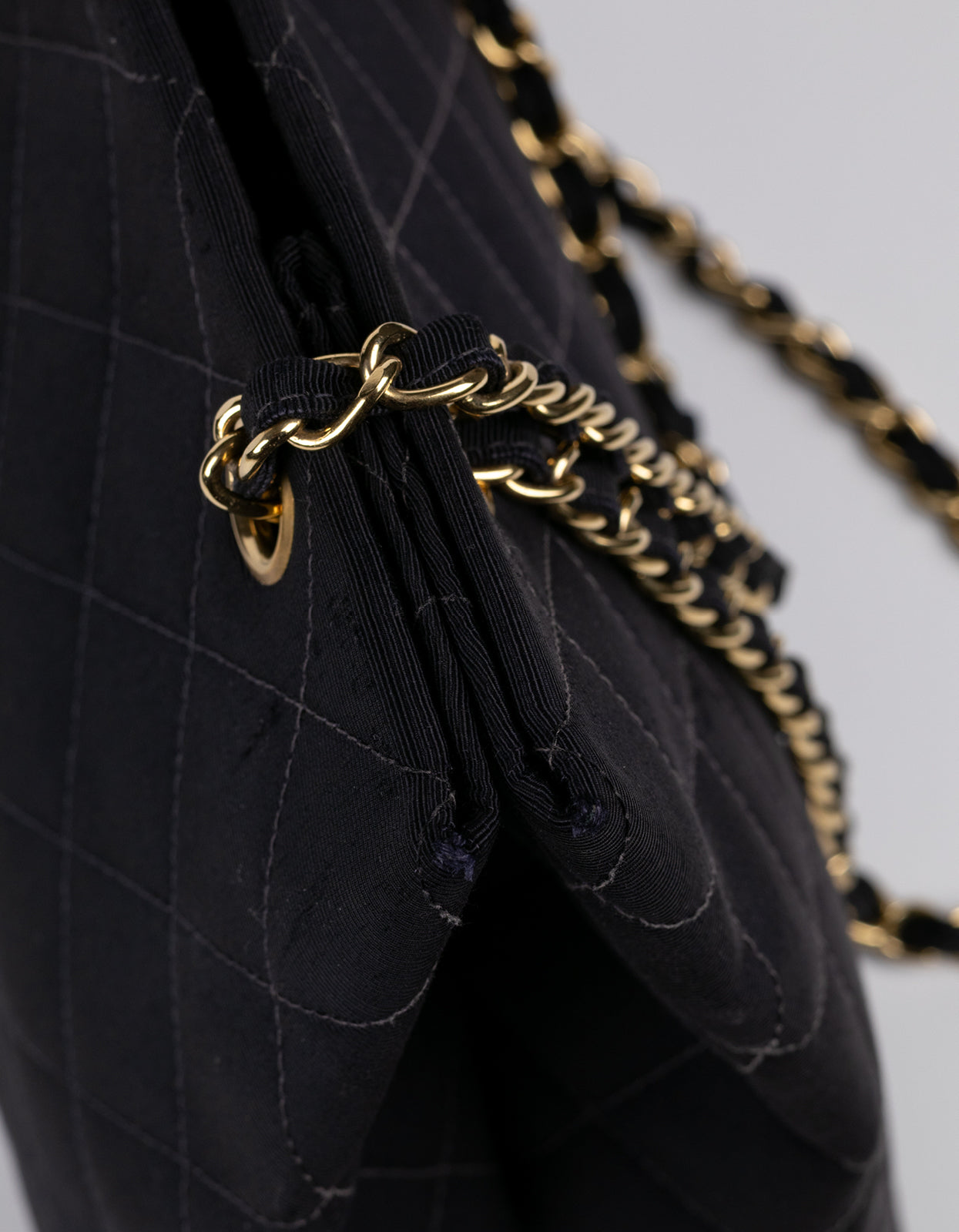 Chanel Black Quilted Canvas Chain Tote