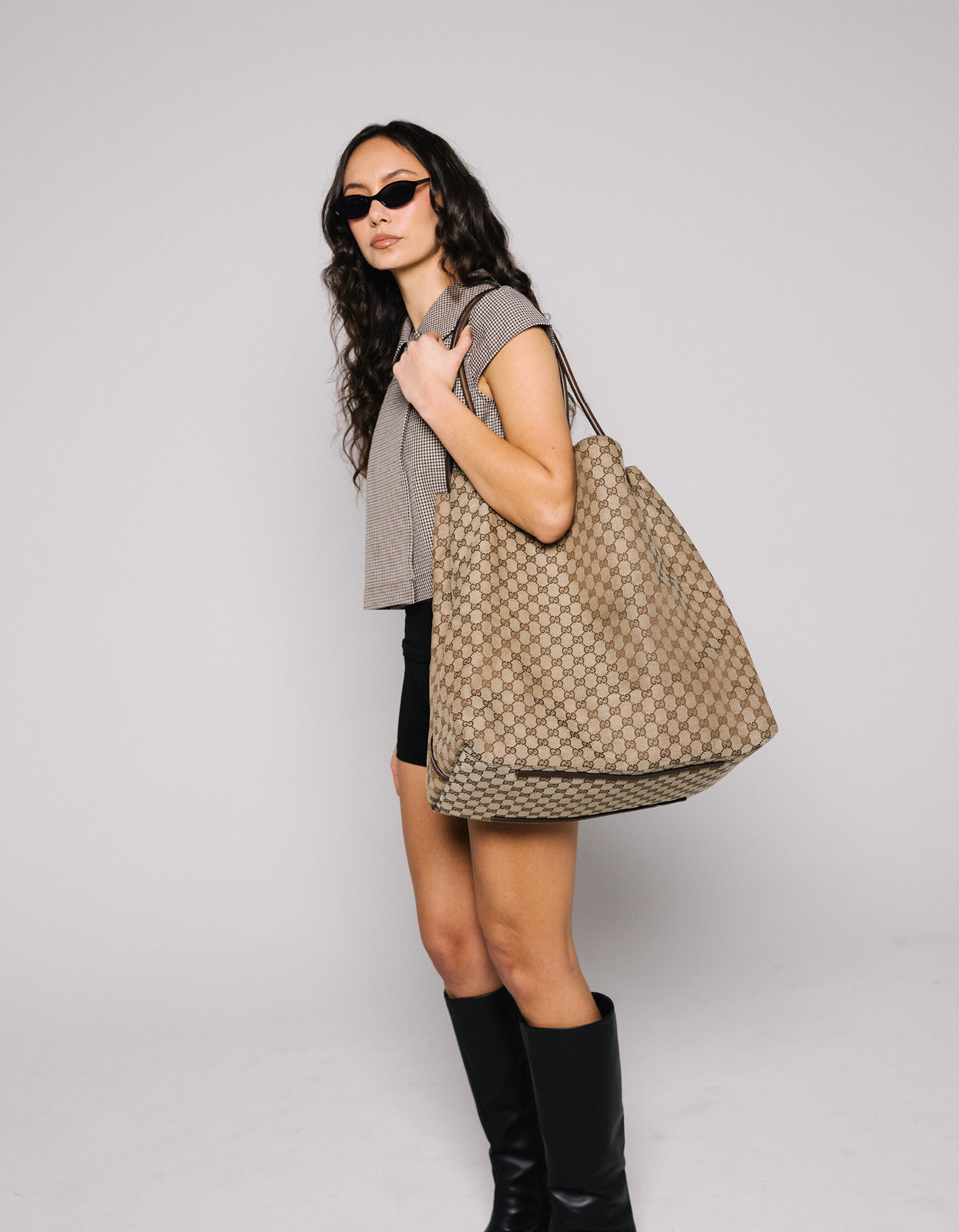 Gucci Brown GG Fabric Tote