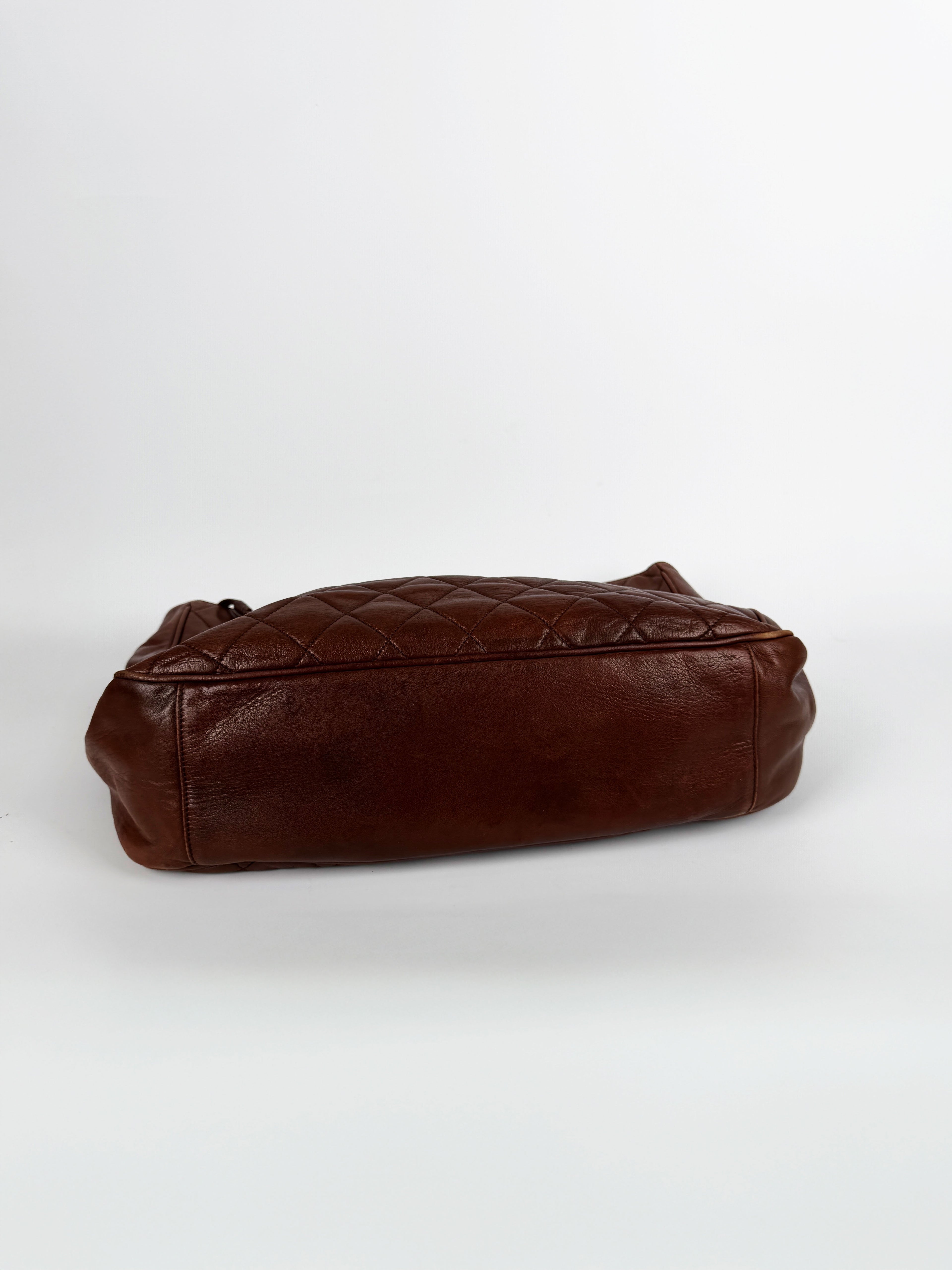 Vintage Brown Matelasse Tote