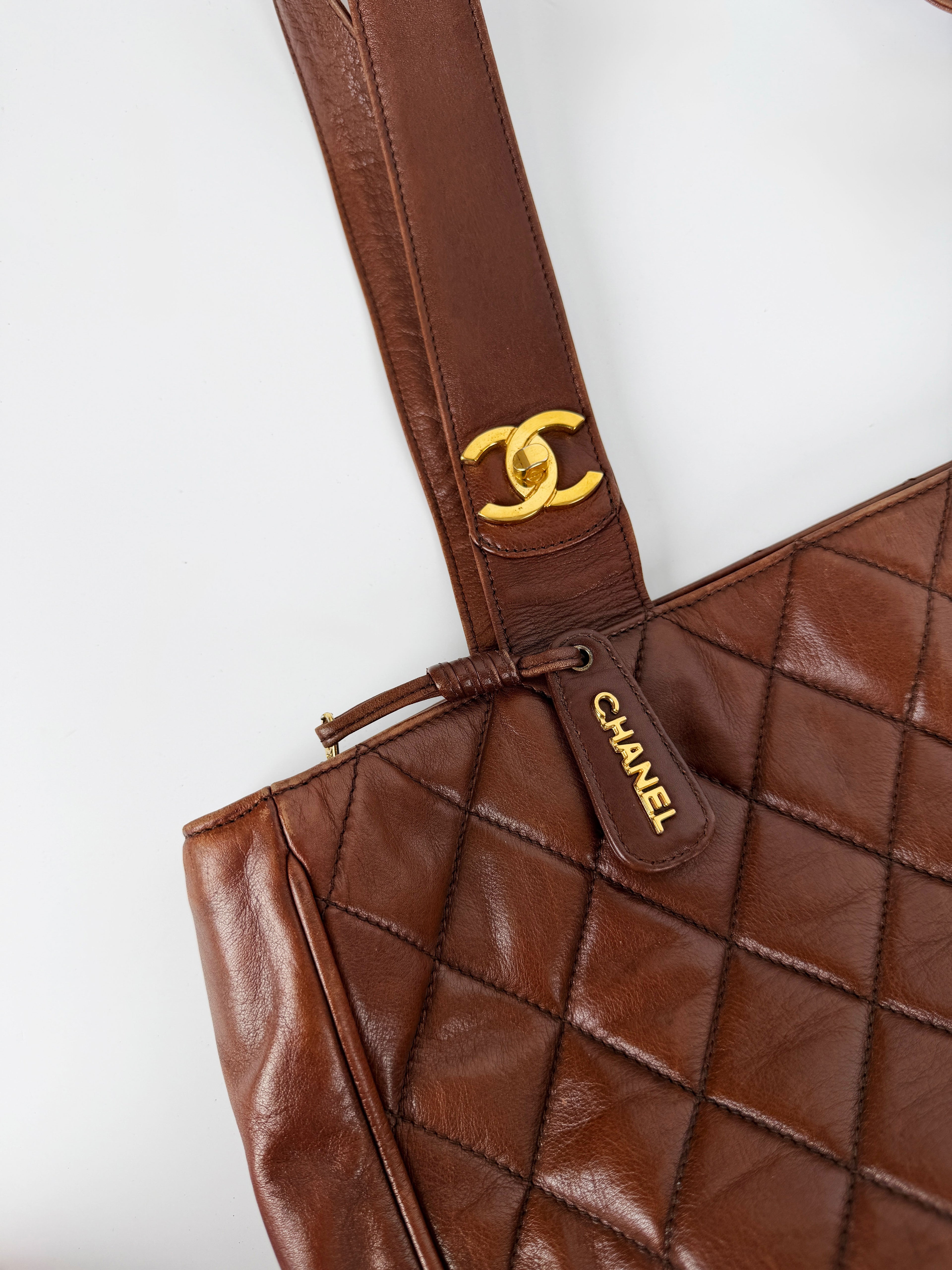 Vintage Brown Matelasse Tote