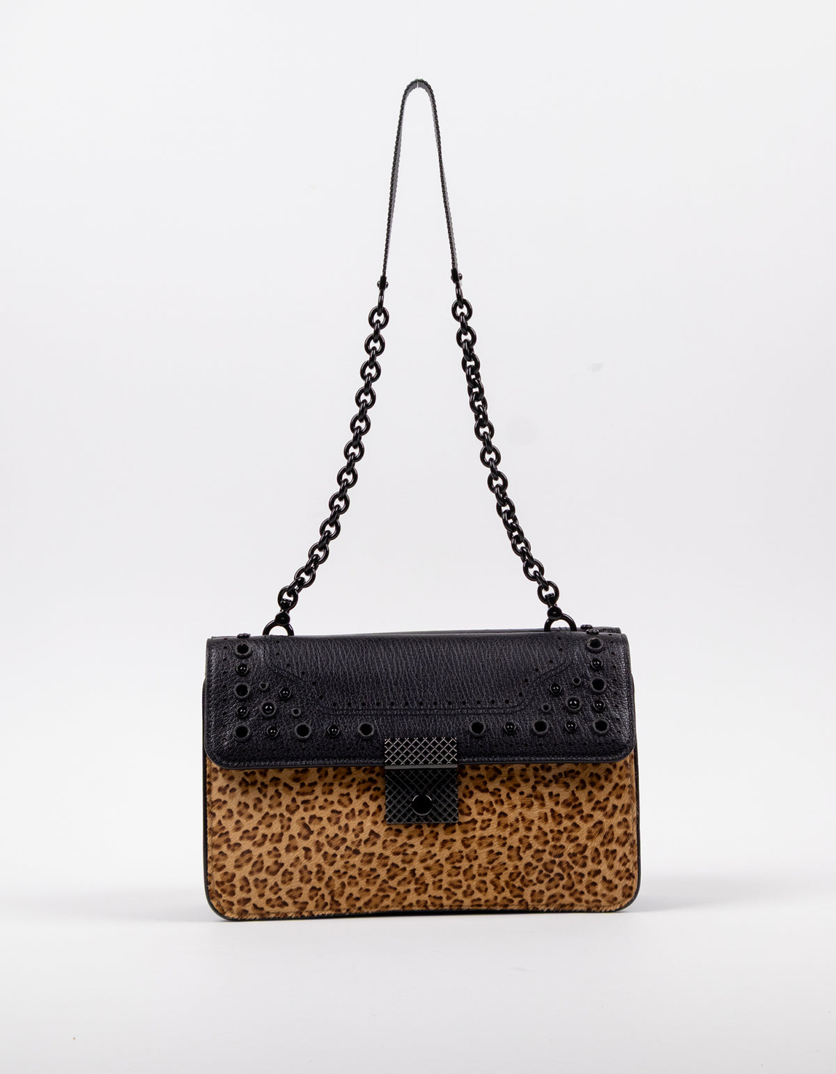 Bottega Veneta Leopard Calf Hair Flap Bag