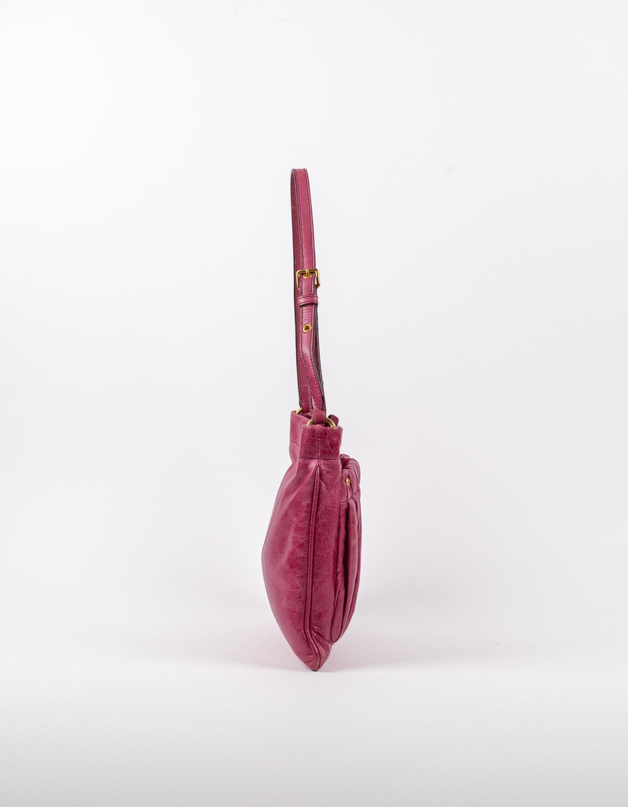 Miu Miu Fuchsia Matelassé Gathered Shoulder Bag