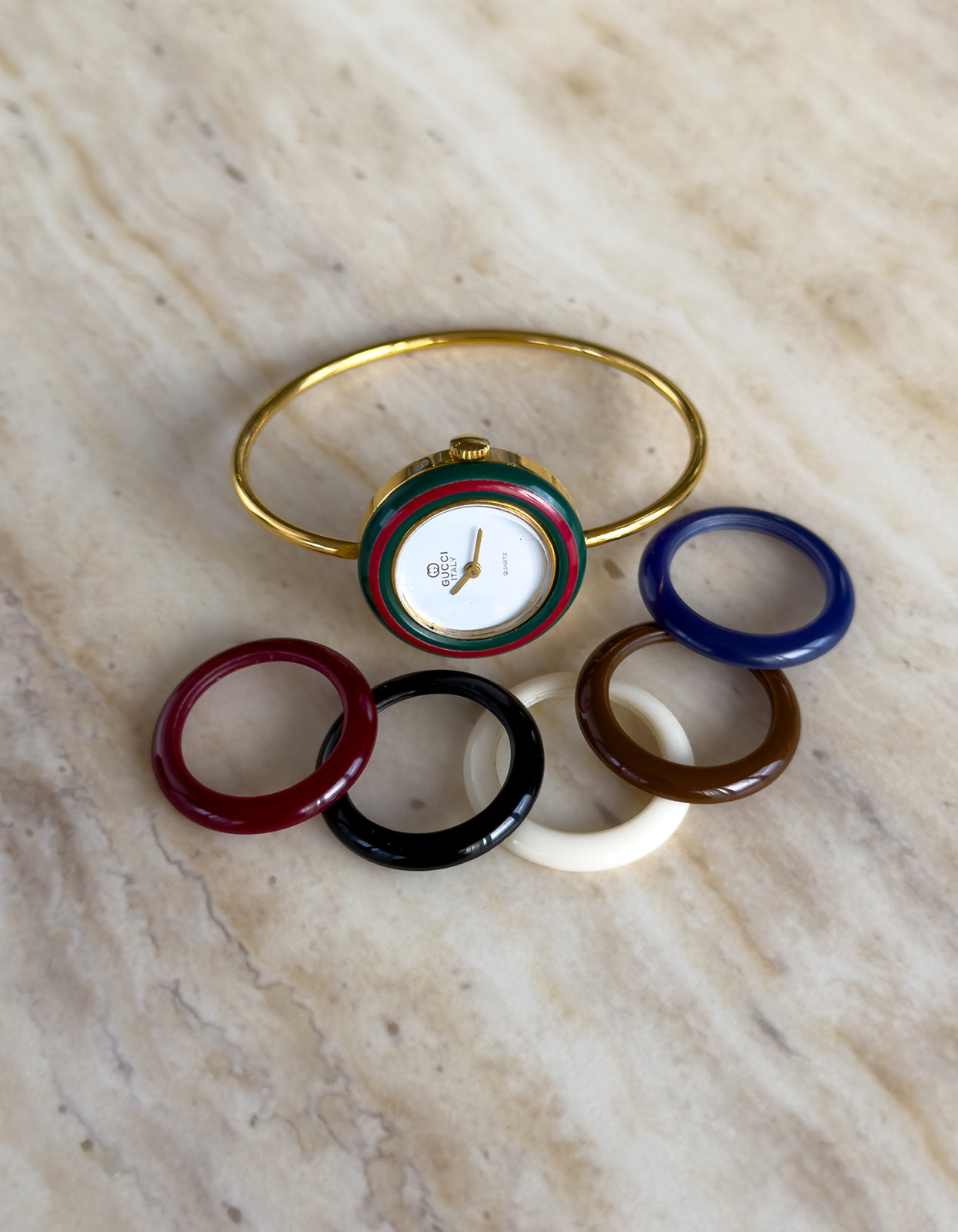 Gucci Gold Bangle Interchangeable Bezel