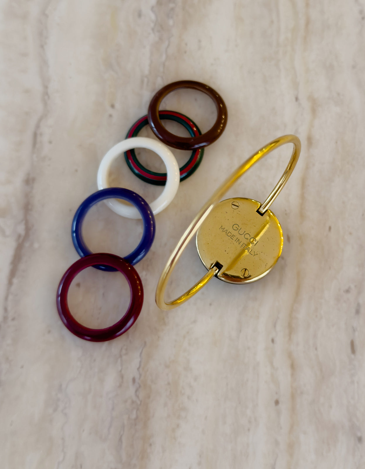 Gucci Gold Bangle Interchangeable Bezel