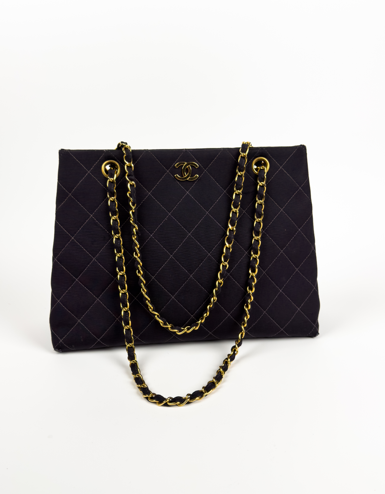 Chanel Black Quilted Canvas Chain Tote