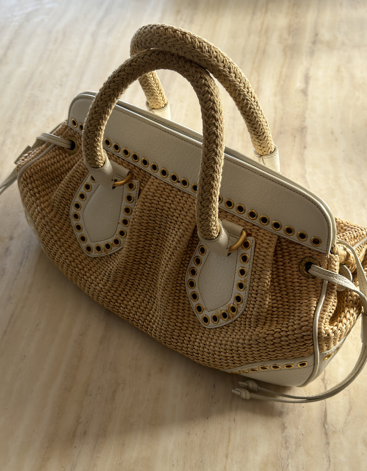 Prada Straw Vitello Daino