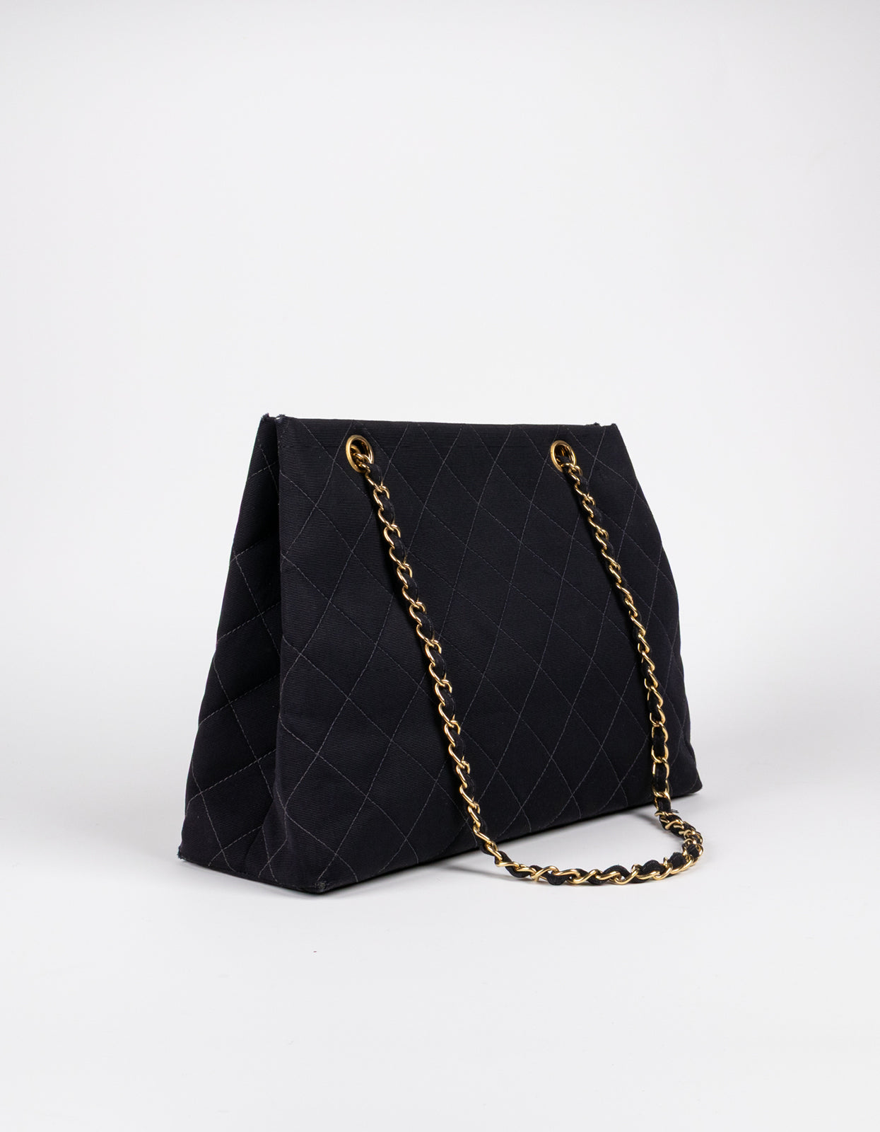 Chanel Black Quilted Canvas Chain Tote