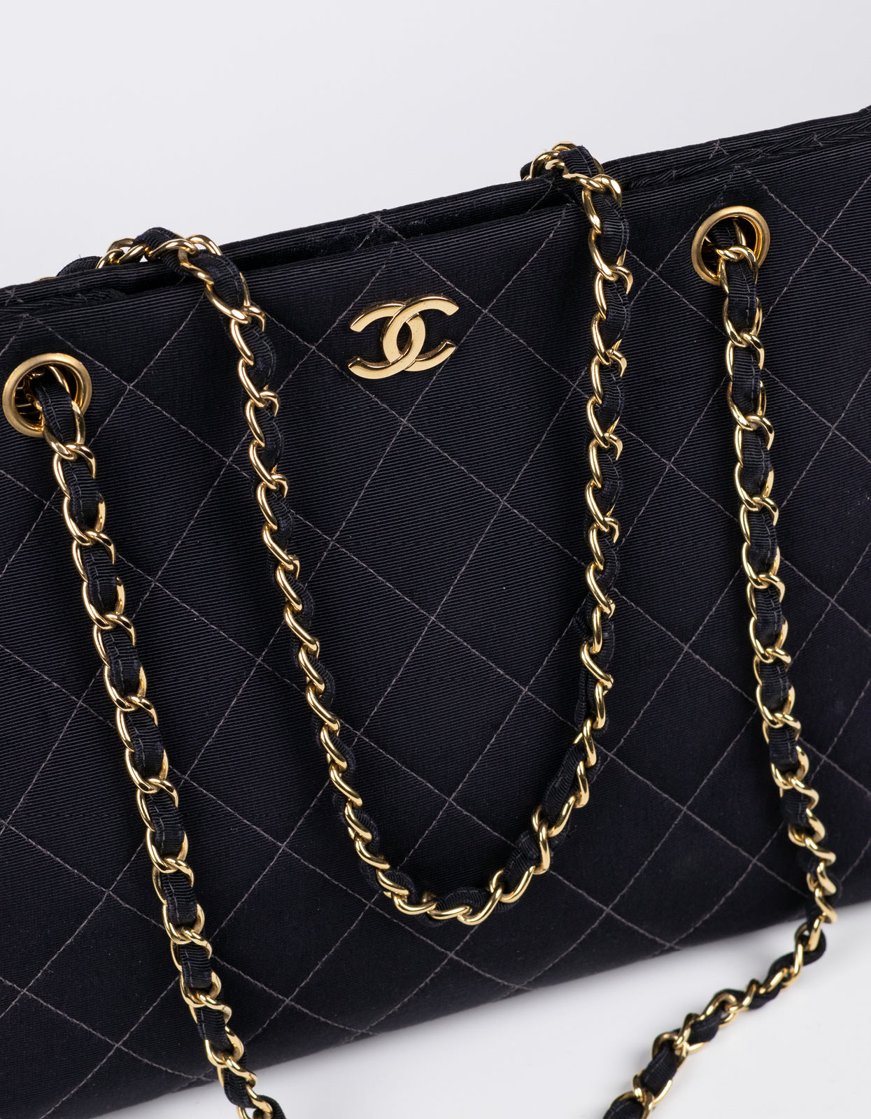 Chanel Black Quilted Canvas Chain Tote