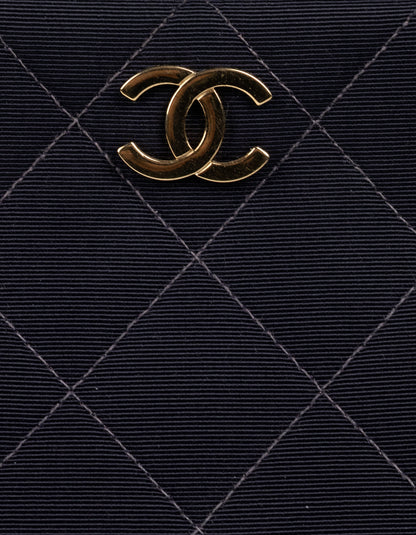 Chanel Black Quilted Canvas Chain Tote