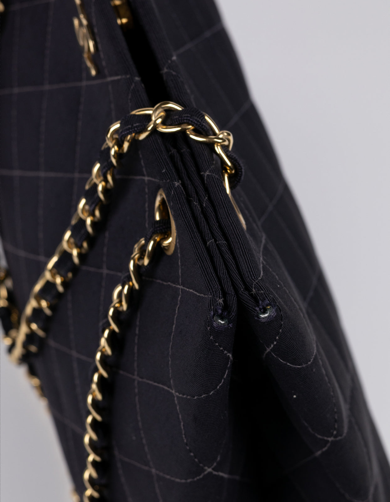Chanel Black Quilted Canvas Chain Tote