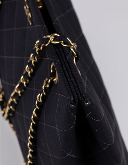 Chanel Black Quilted Canvas Chain Tote