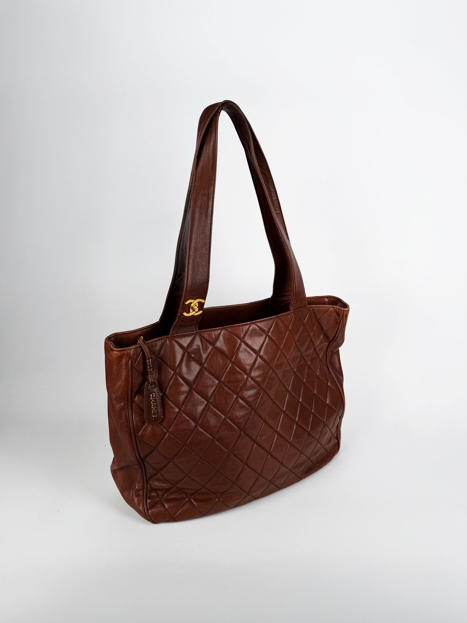 Vintage Brown Matelasse Tote