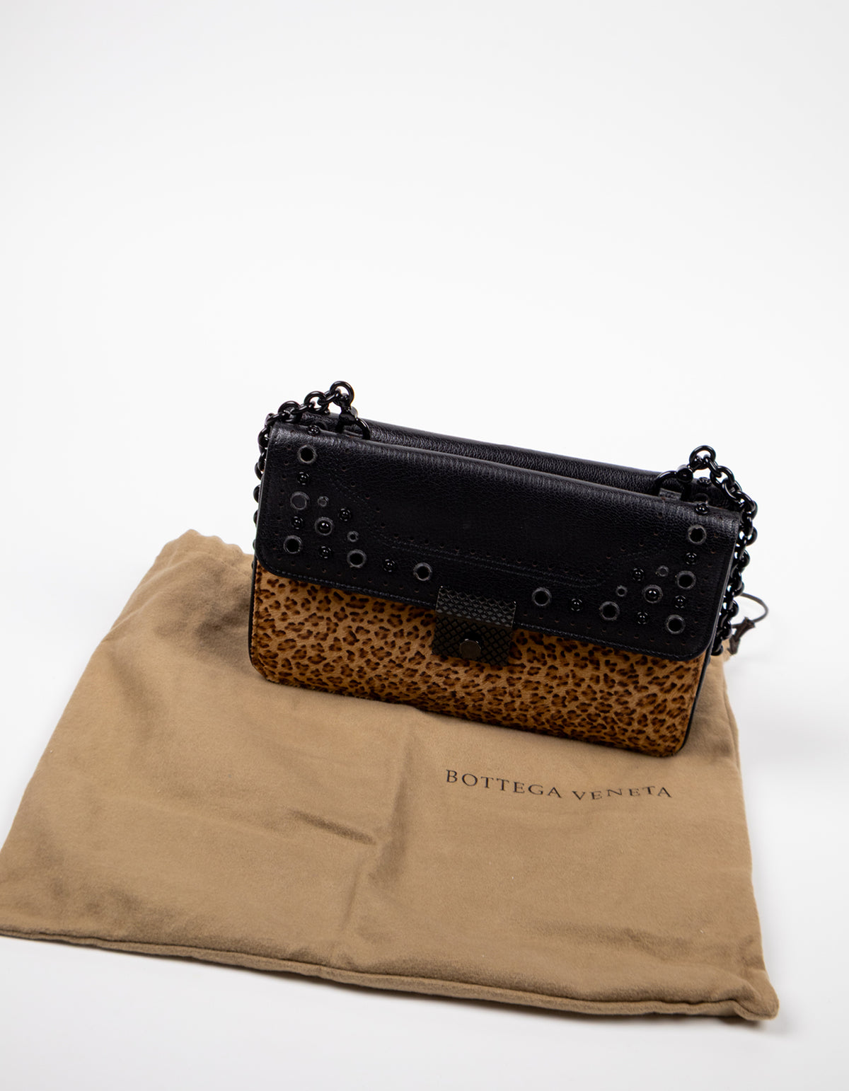 Bottega Veneta Leopard Calf Hair Flap Bag