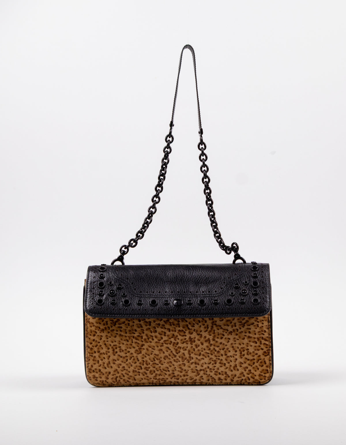 Bottega Veneta Leopard Calf Hair Flap Bag