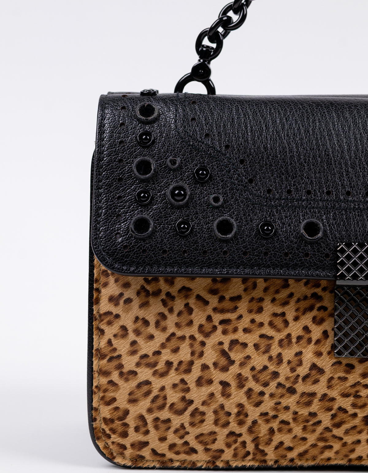 Bottega Veneta Leopard Calf Hair Flap Bag