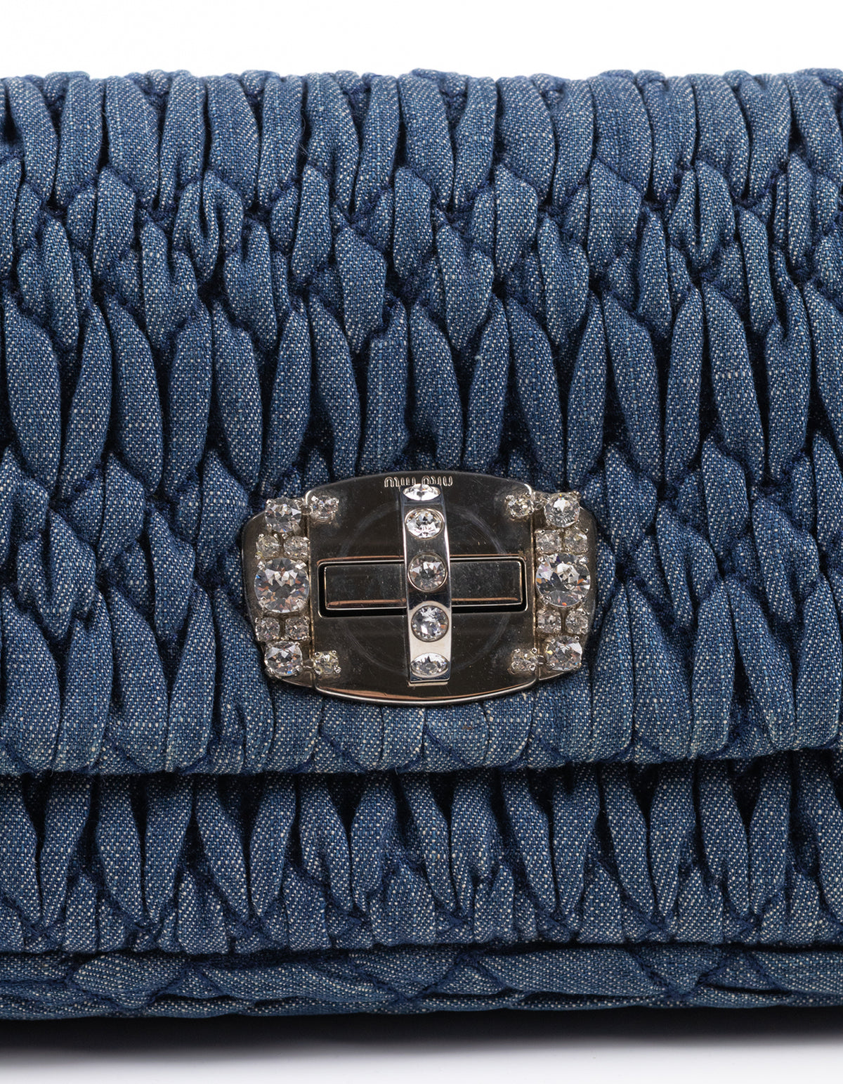 Miu Miu Denim Crystal Cloqué
