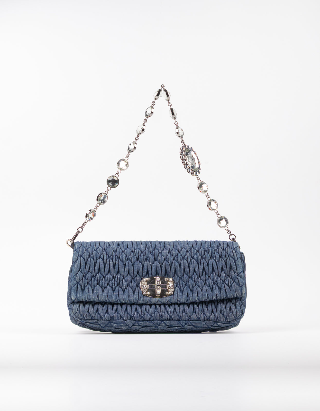 Miu Miu Denim Crystal Cloqué