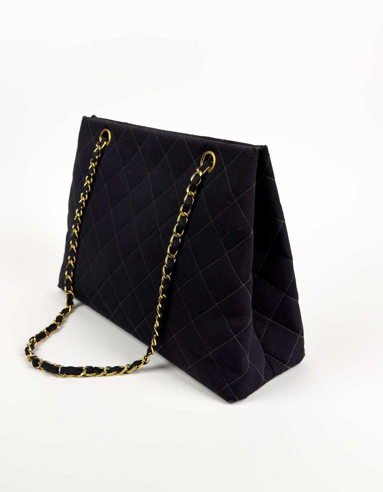 Chanel Black Quilted Canvas Chain Tote