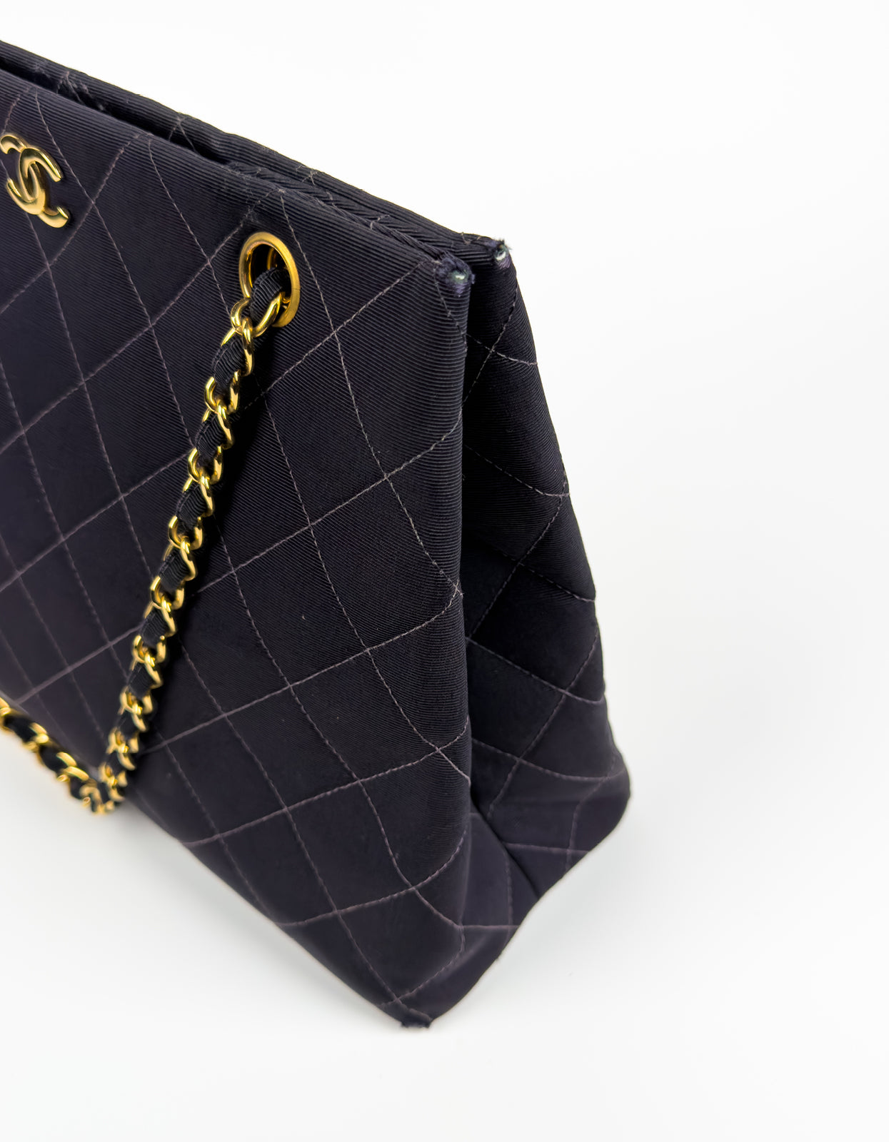 Chanel Black Quilted Canvas Chain Tote