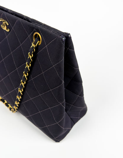 Chanel Black Quilted Canvas Chain Tote