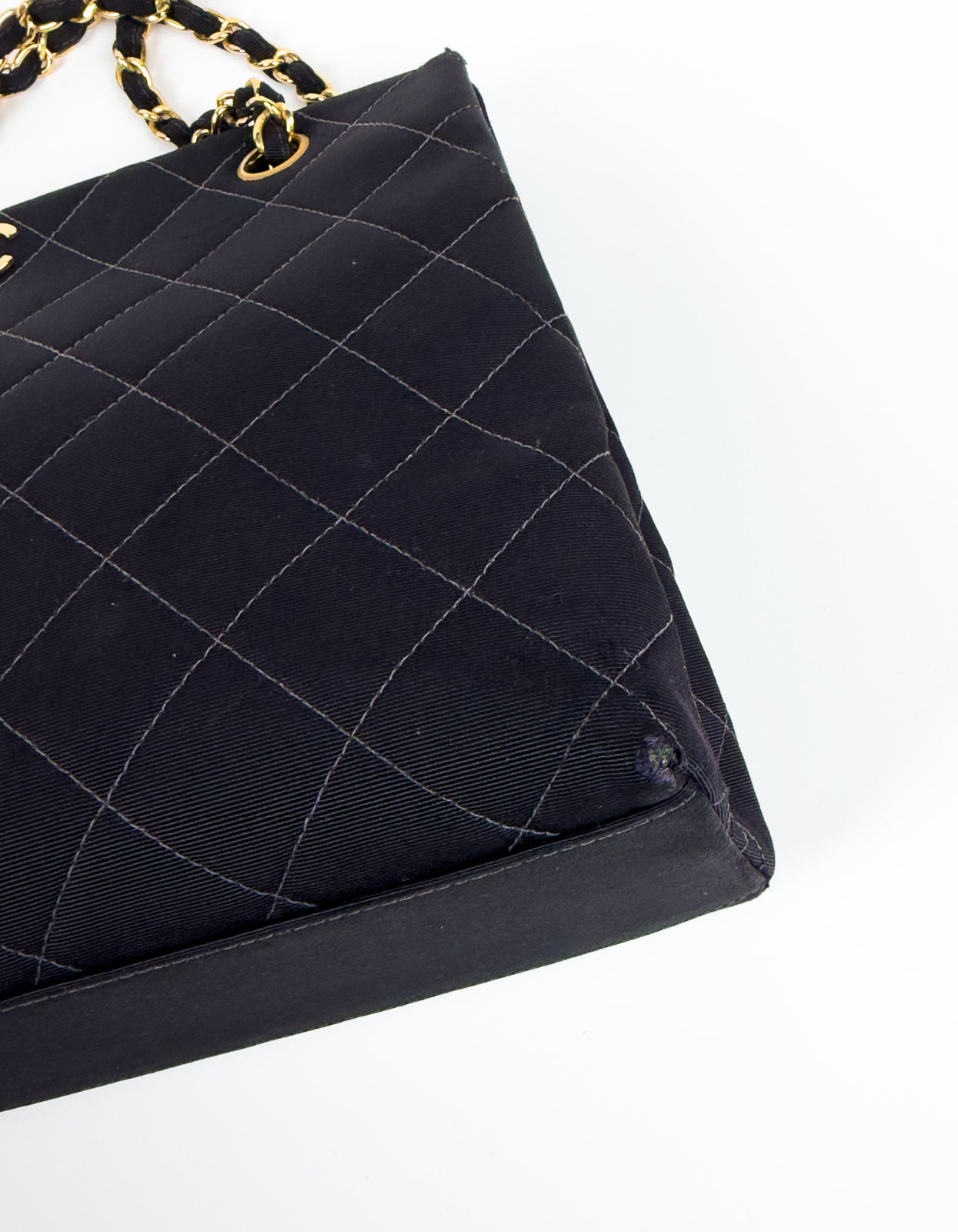 Chanel Black Quilted Canvas Chain Tote