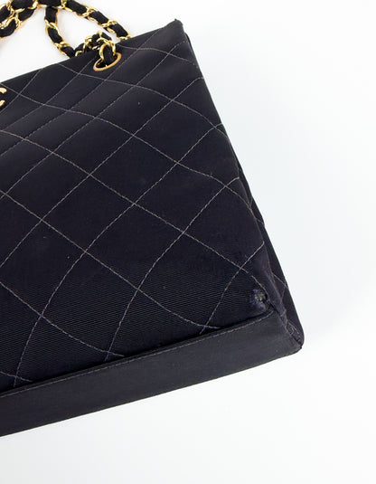 Chanel Black Quilted Canvas Chain Tote