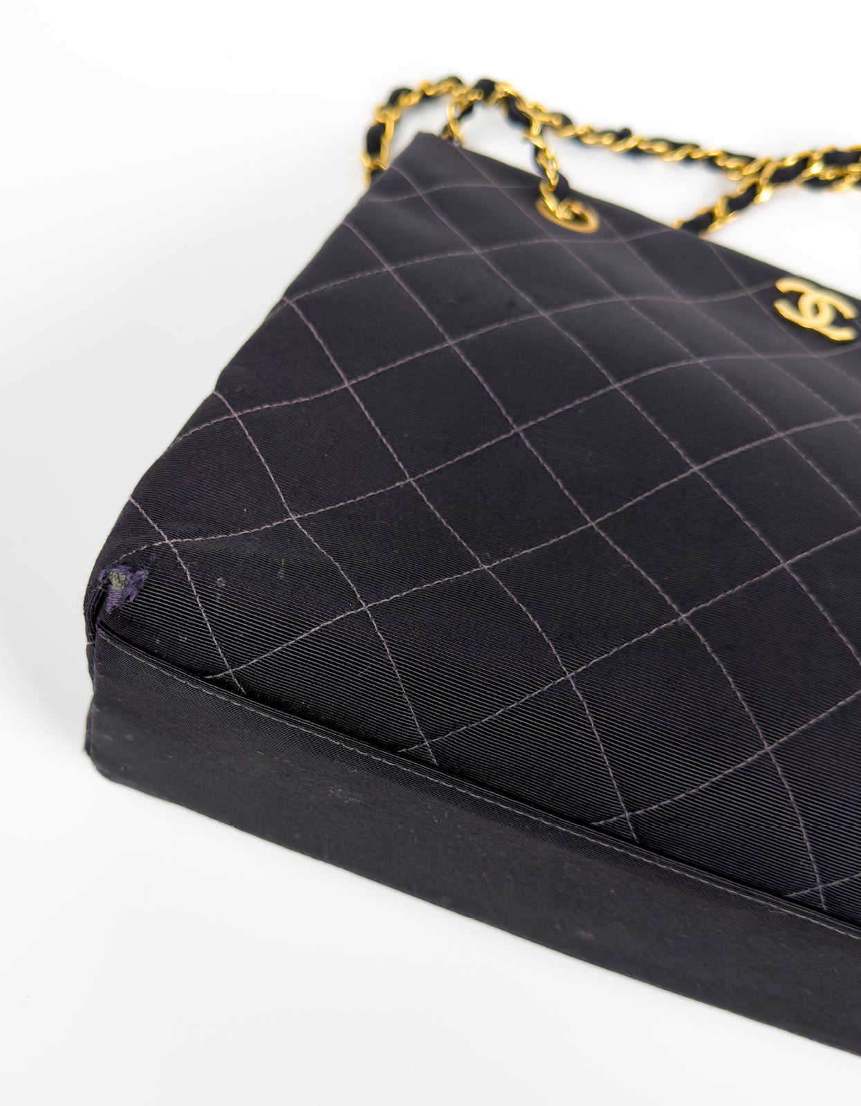 Chanel Black Quilted Canvas Chain Tote