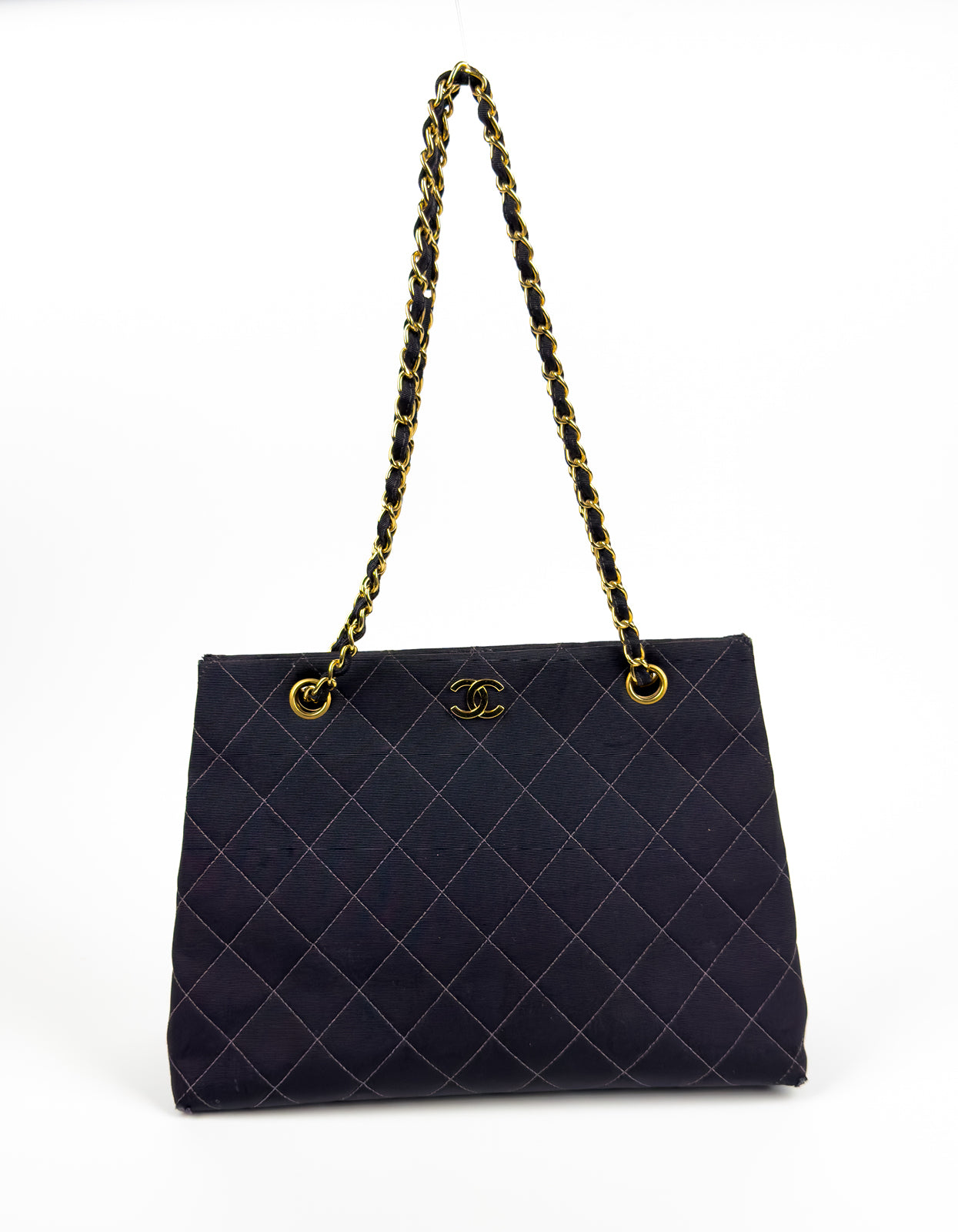 Chanel Black Quilted Canvas Chain Tote