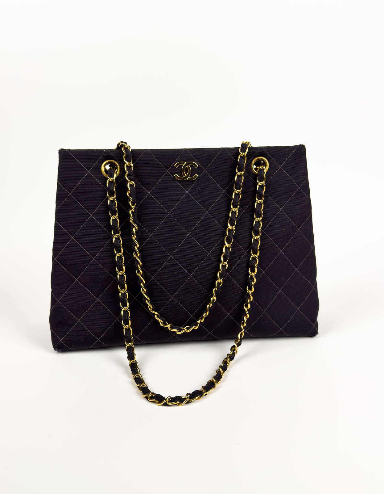Chanel Black Quilted Canvas Chain Tote