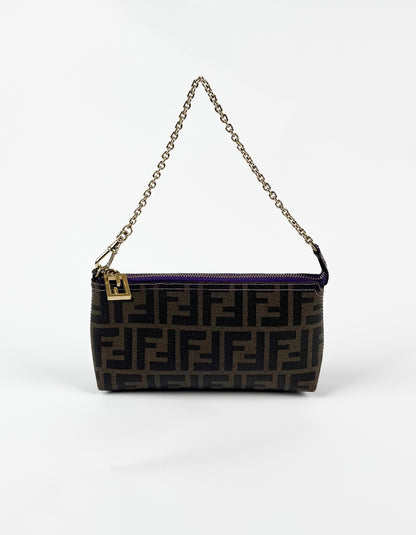 fendi tobacco zucca canvas mini pochette bag Fendi Authentic Fendi Brown Tobacco Zucca