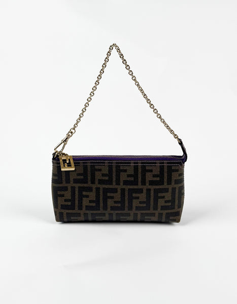 fendi tobacco zucca canvas mini pochette bag Coated Crayons 8M0327 Authentic Fendi Brown Tobacco Zucca