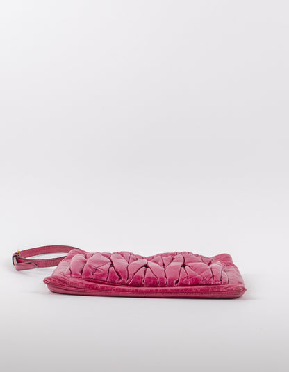 Miu Miu Fuchsia Matelassé Gathered Shoulder Bag