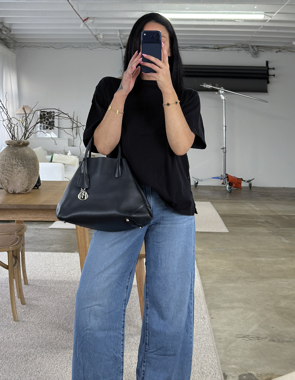 Dior Open Black Bar Tote
