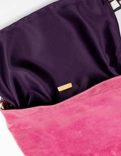 Miu Miu Fuchsia Matelassé Gathered Shoulder Bag