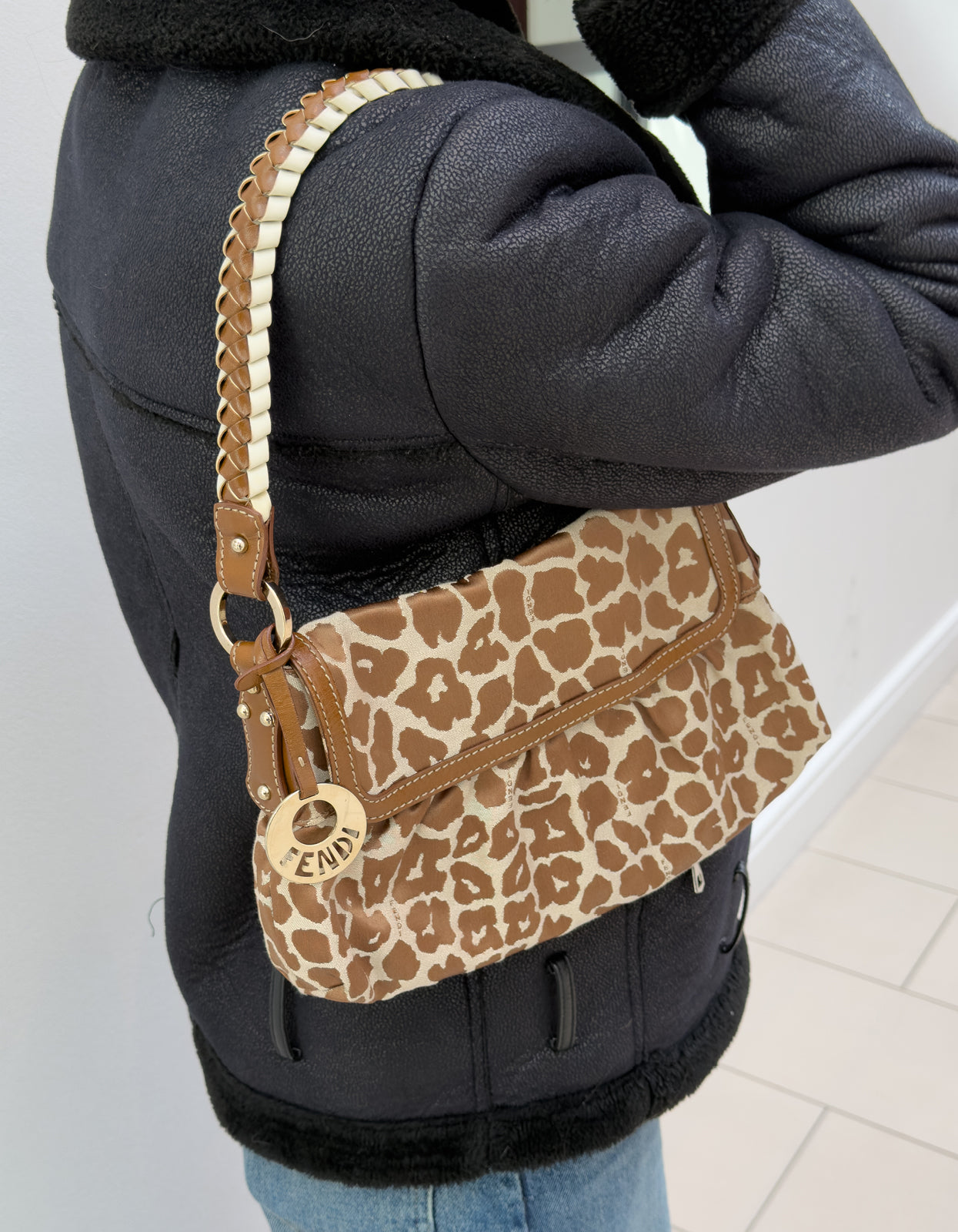 Fendi Chef Giraffe Jacquard Bag