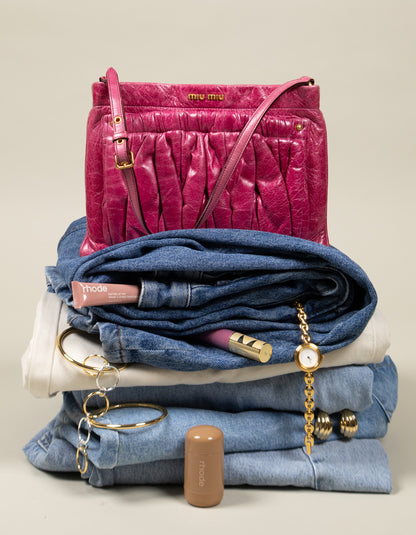 Miu Miu Fuchsia Matelassé Gathered Shoulder Bag