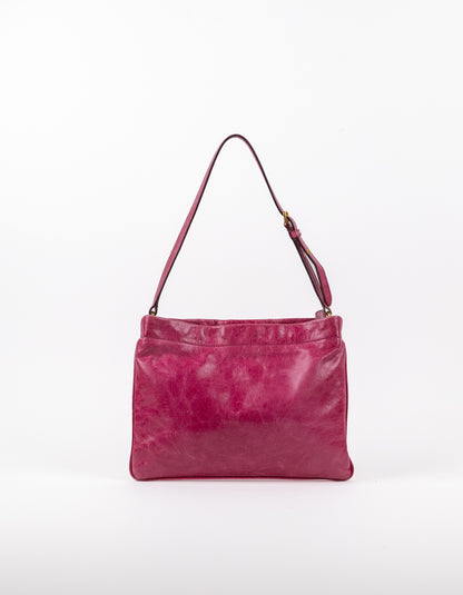 Miu Miu Fuchsia Matelassé Gathered Shoulder Bag