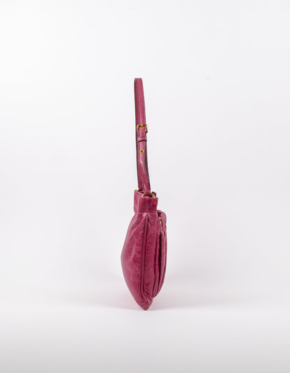Miu Miu Fuchsia Matelassé Gathered Shoulder Bag