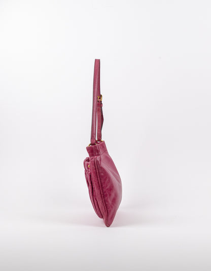 Miu Miu Fuchsia Matelassé Gathered Shoulder Bag