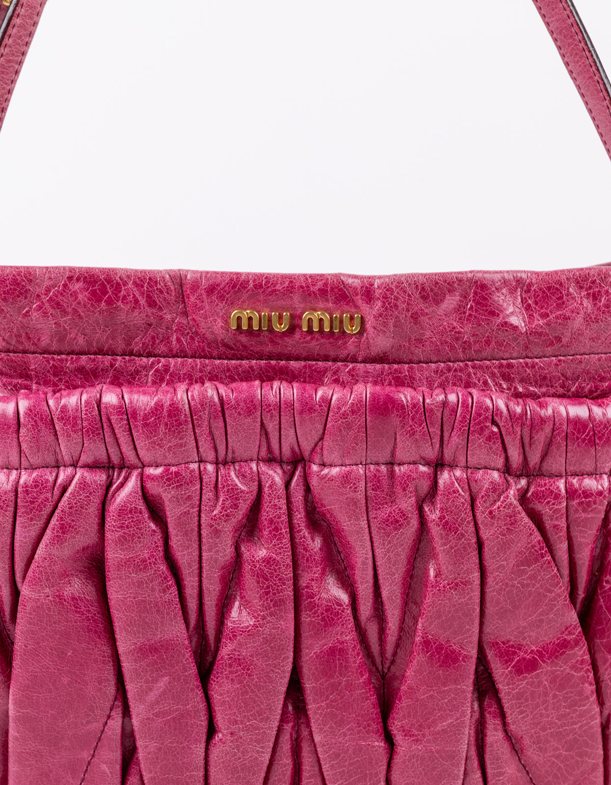 Miu Miu Fuchsia Matelassé Gathered Shoulder Bag
