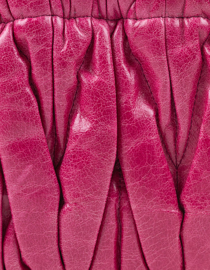 Miu Miu Fuchsia Matelassé Gathered Shoulder Bag