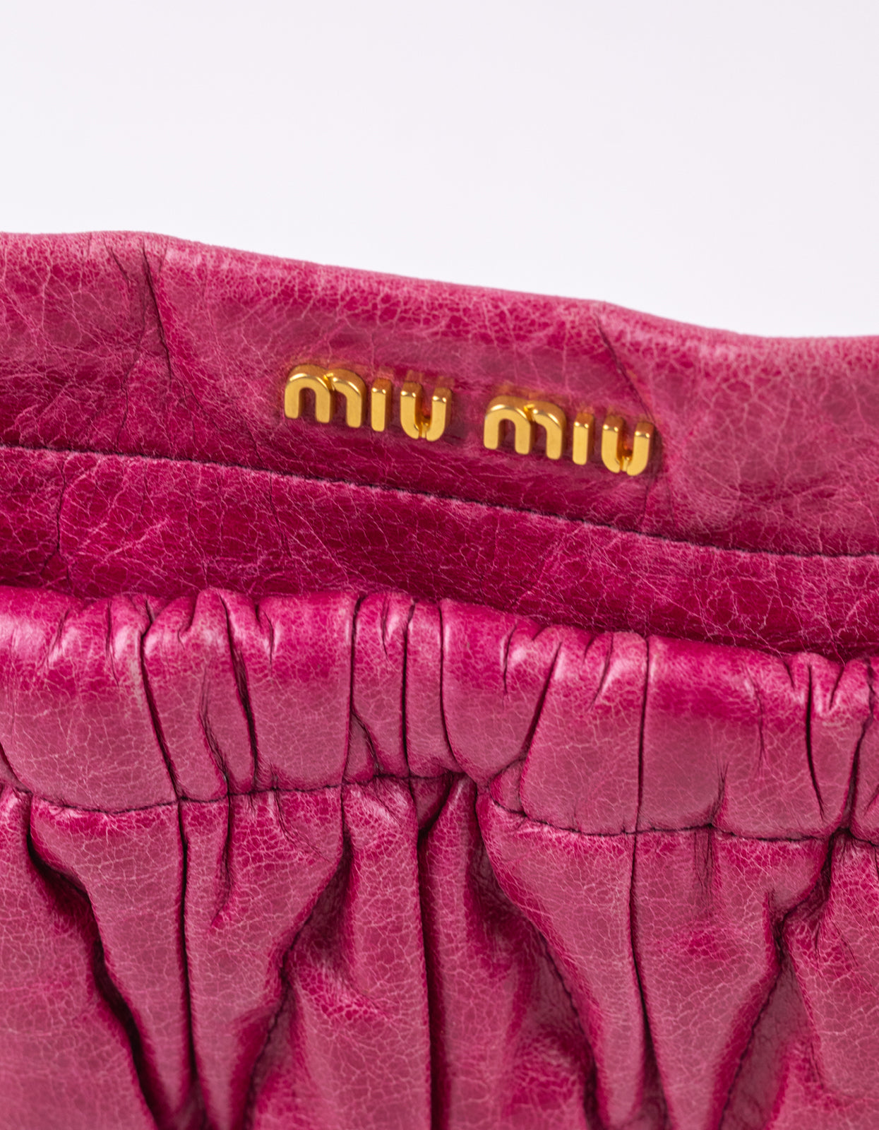 Miu Miu Fuchsia Matelassé Gathered Shoulder Bag