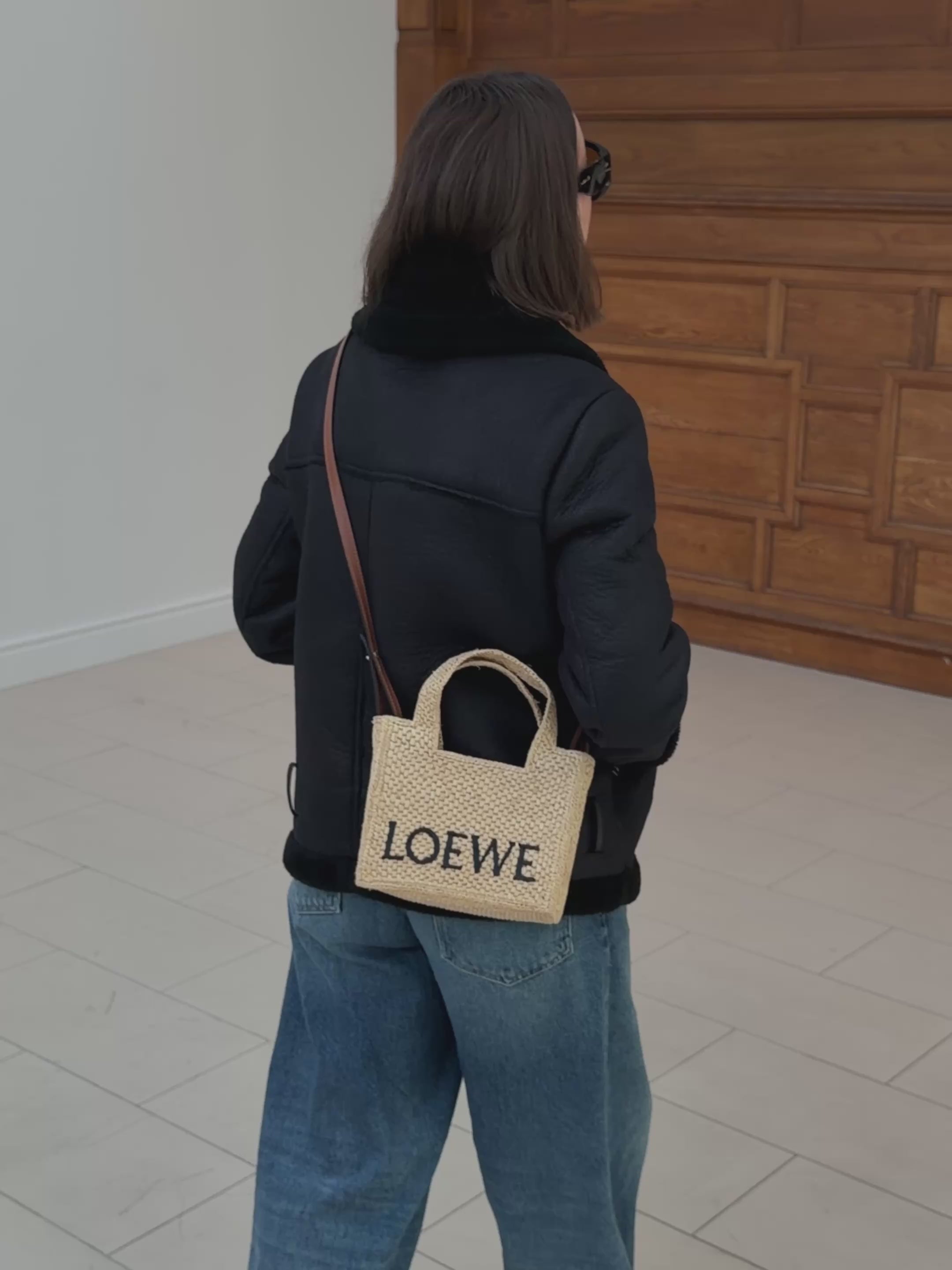 Mini Loewe Raffia Tote