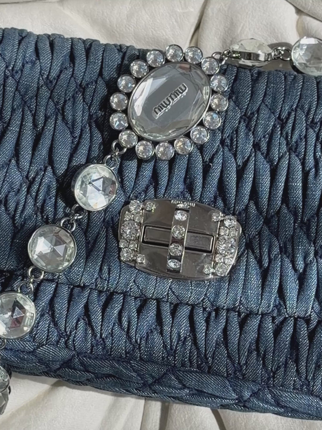 Miu Miu Denim Crystal Cloqué