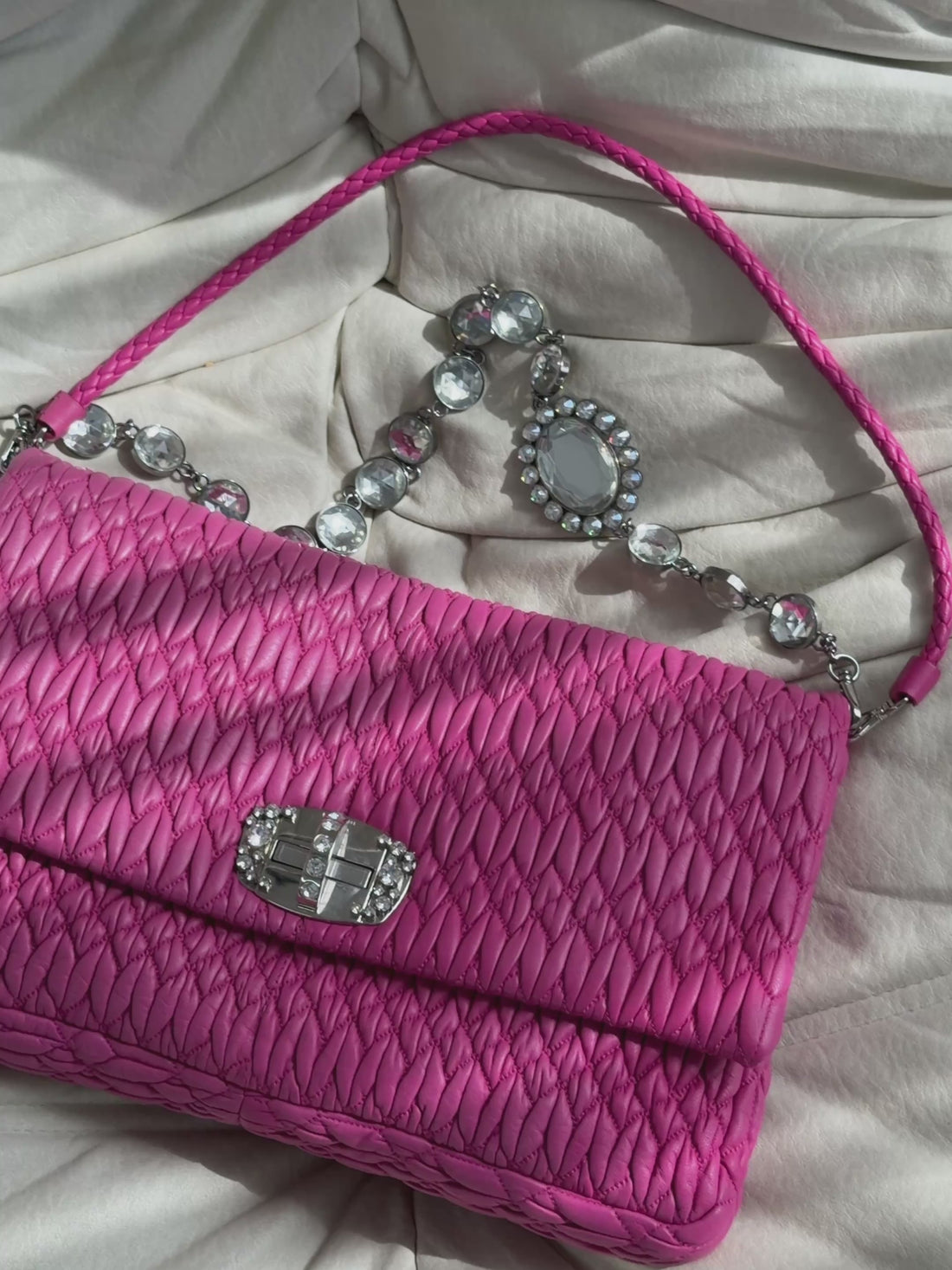 Miu Miu Pink Crystal Cloqué