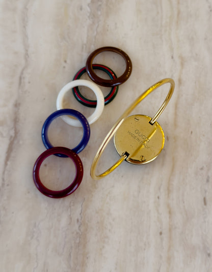 Gucci Gold Bangle Interchangeable Bezel